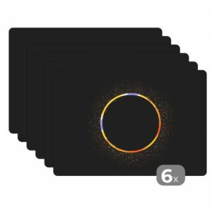 Premium placemats (6 stuks) - Abstract beeld van een gouden cirkel met sterren