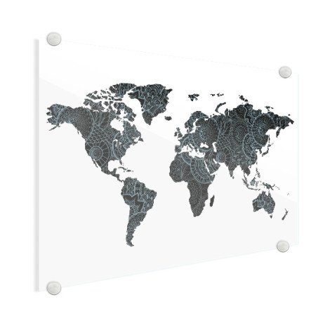 Aziatische print zwart-blauw plexiglas