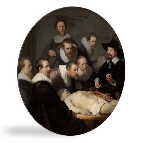 De anatomische les van Dr Nicolaes Tulp - Schilderij van Rembrandt van Rijn wandcirkel 