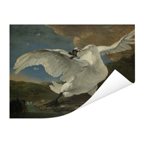 De bedreigde zwaan - Schilderij van Jan Asselijn Poster