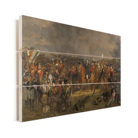 De Slag bij Waterloo - Schilderij van Jan Willem Pieneman Vurenhout met planken