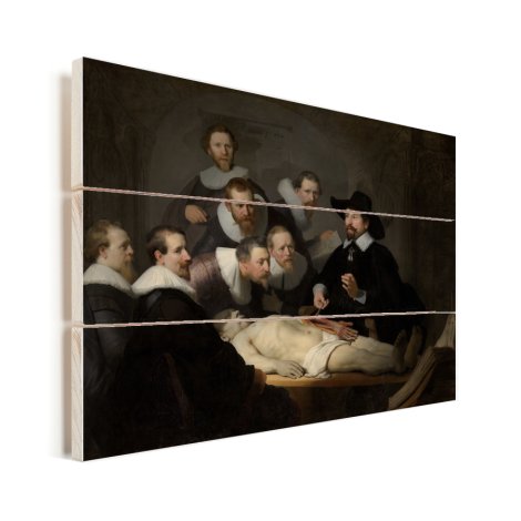 De anatomische les van Dr Nicolaes Tulp - Schilderij van Rembrandt van Rijn Vurenhout met planken