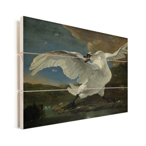 De bedreigde zwaan - Schilderij van Jan Asselijn Vurenhout met planken