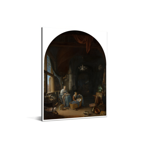 De jonge moeder - Schilderij van Gerrit Dou Aluminium