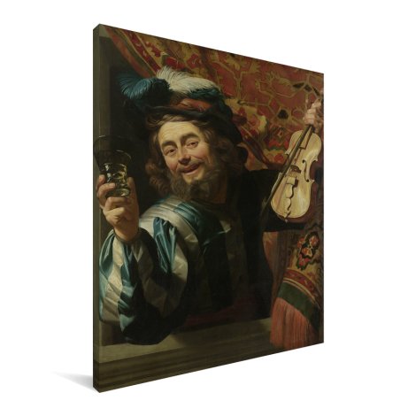 Een vrolijke vioolspeler - Schilderij van Gerard van Honthorst Canvas