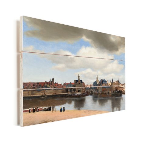 Gezicht op Delft - Schilderij van Johannes Vermeer Vurenhout met planken