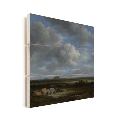 Gezicht op Haarlem uit het noordwesten - Schilderij van Jacob van Ruisdael Vurenhout met planken