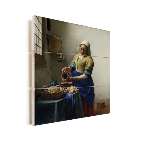 Het melkmeisje - Schilderij van Johannes Vermeer Vurenhout met planken
