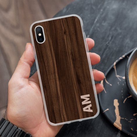 Telefoonhoesje houtlook met initialen