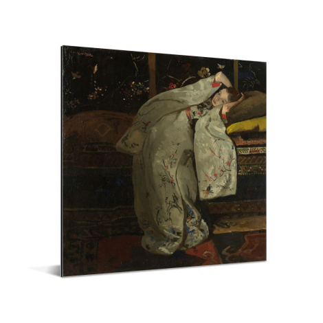 Meisje in witte kimono - Schilderij van George Hendrik Breitner Aluminium