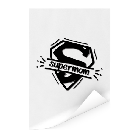 Moederdag - Supermom zwart wit Poster