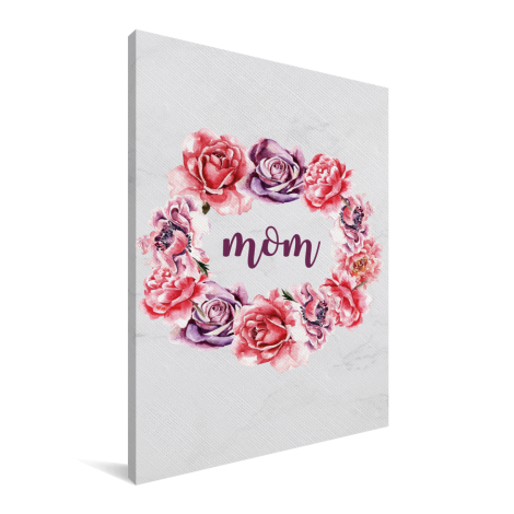 Moederdag - bloemenprint en tekst - Mom Canvas
