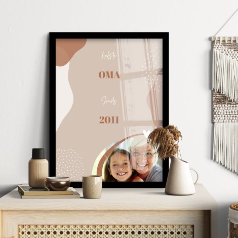 Foto en tekst als poster met lijst voor oma 