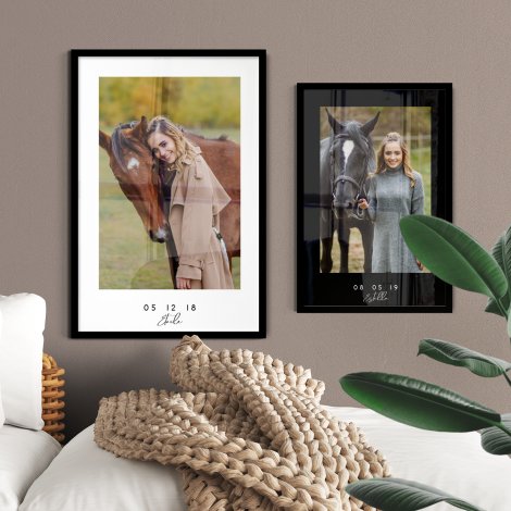 Twee foto's van paarden als ingelijste poster