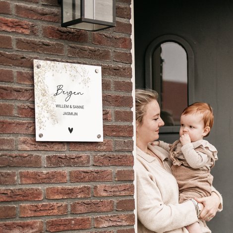 Vierkant naambordje voordeur natuur