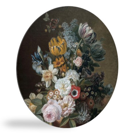 Stilleven met bloemen - Schilderij van Eelke Jelles Eelkema wandcirkel 