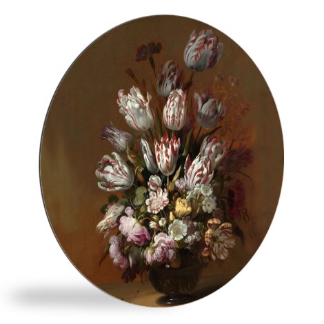 Stilleven met bloemen - Schilderij van Hans Bollongier wandcirkel 
