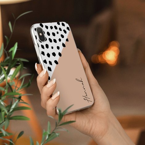 Telefoonhoesje met stippen en effen kleur