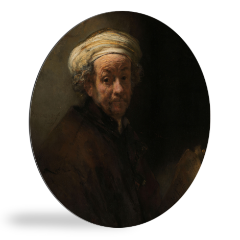 Zelfportret als de apostel Paulus - Schilderij van Rembrandt van Rijn wandcirkel 