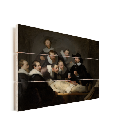 De anatomische les van Dr Nicolaes Tulp - Schilderij van Rembrandt van Rijn Vurenhout met planken