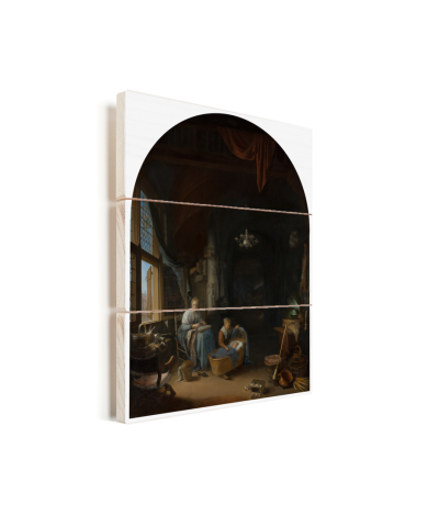 De jonge moeder - Schilderij van Gerrit Dou Vurenhout met planken