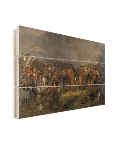 De Slag bij Waterloo - Schilderij van Jan Willem Pieneman Vurenhout met planken