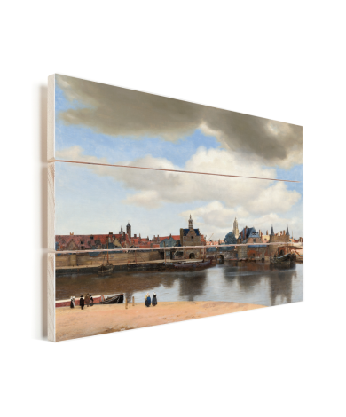 Gezicht op Delft - Schilderij van Johannes Vermeer Vurenhout met planken