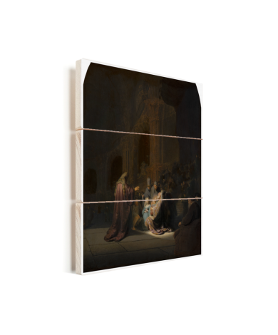 Het loflied van Simeon - Schilderij van Rembrandt van Rijn Vurenhout met planken