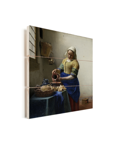 Het melkmeisje - Schilderij van Johannes Vermeer Vurenhout met planken