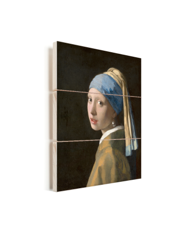 Meisje met de Parel - Schilderij van Johannes Vermeer Vurenhout met planken