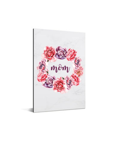 Moederdag - bloemenprint en tekst - Mom Aluminium