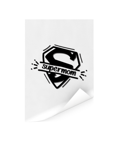 Moederdag - Supermom zwart wit Poster