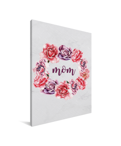 Moederdag - bloemenprint en tekst - Mom Canvas
