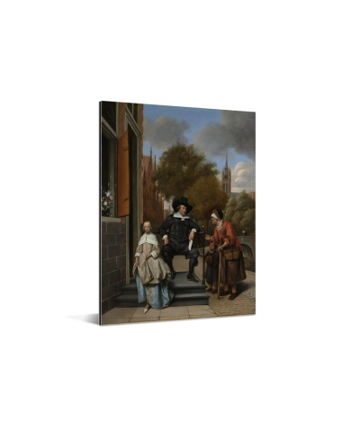 Portret van Adolf en Catharina Croeser aan de Oude Delft - Schilderij van Jan Steen Aluminium