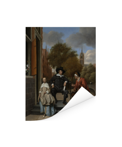 Portret van Adolf en Catharina Croeser aan de Oude Delft - Schilderij van Jan Steen Poster