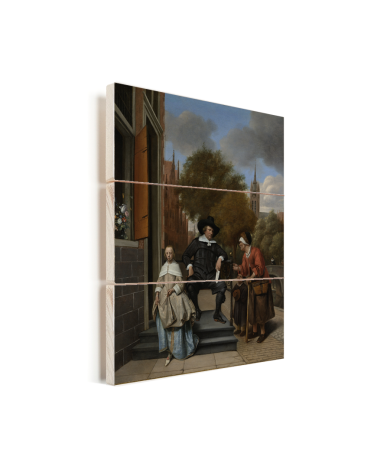 Portret van Adolf en Catharina Croeser aan de Oude Delft - Schilderij van Jan Steen Vurenhout met planken