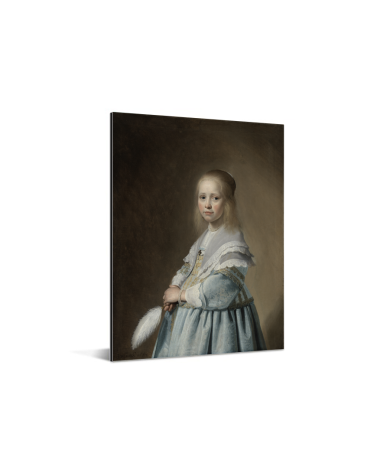 Portret van een meisje in het blauw - Schilderij van Johannes Cornelisz Verspronck Aluminium