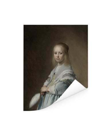 Portret van een meisje in het blauw - Schilderij van Johannes Cornelisz Verspronck Poster