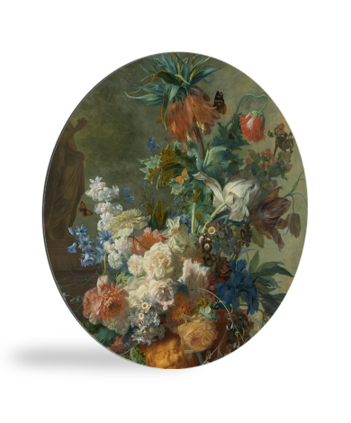Stilleven met bloemen - Schilderij van Jan van Huysum wandcirkel 