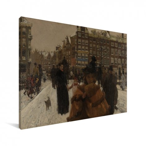De Singelbrug bij de Paleisstraat in Amsterdam - Schilderij van George Hendrik Breitner Canvas