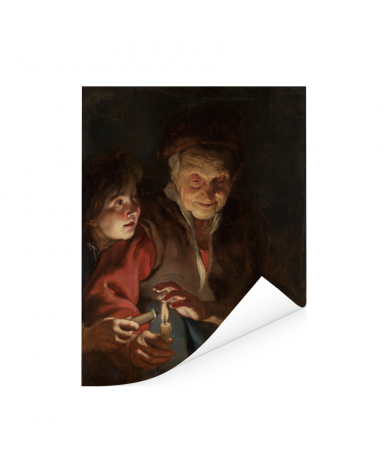Oude vrouw en jongen met kaarsen - Schilderij van Peter Paul Rubens Poster