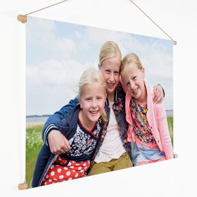 Textielposter + ronde stokken