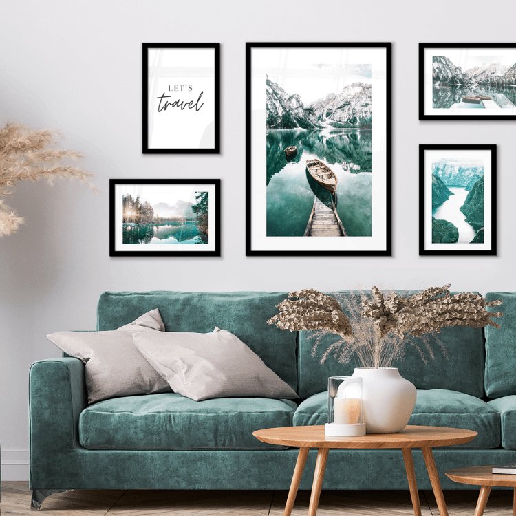 Fotowand bergen in spiegelbeeld- Set 5 stuks (Compleet)-2