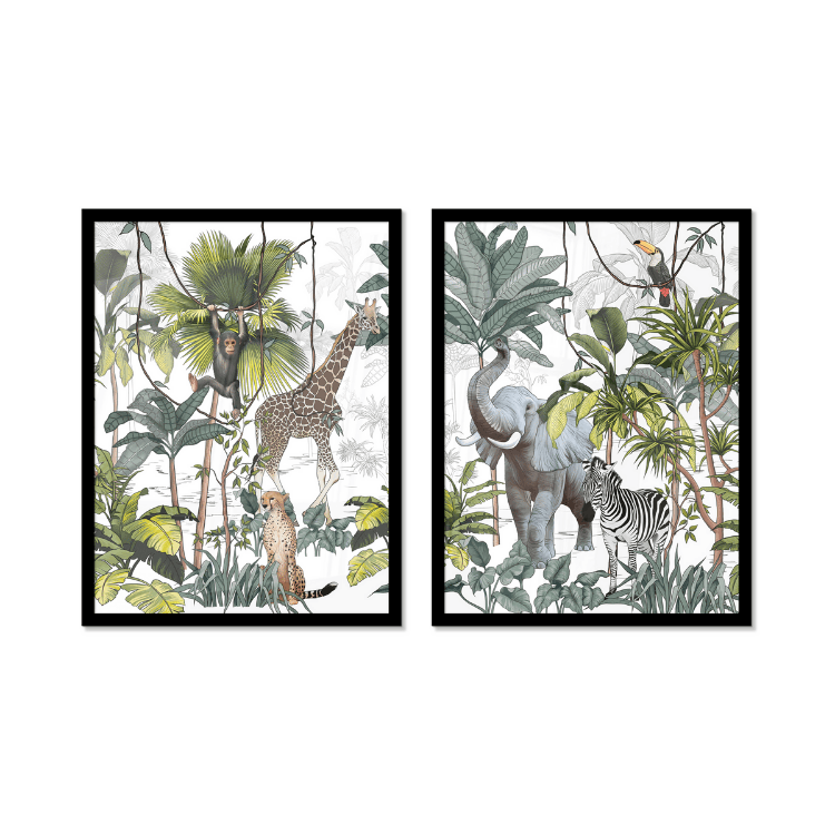 Fotowand kleurrijke jungle - Set 2 stuks (Compleet)-3