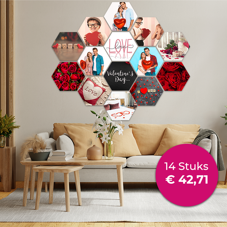 Foto op hexagon 22x19