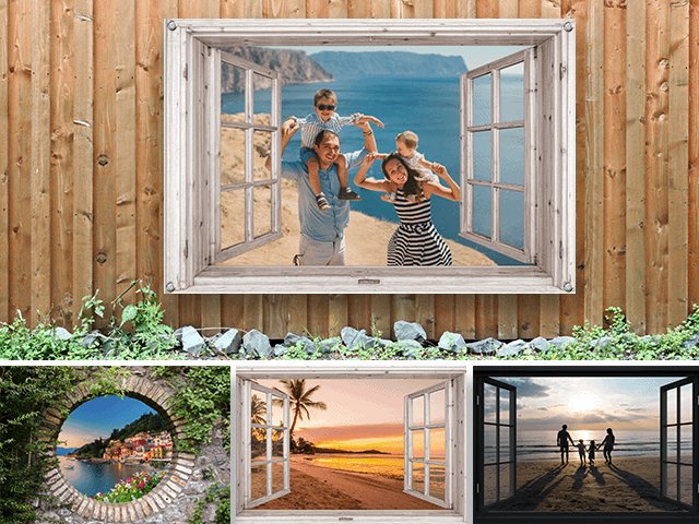 Eigen foto op tuinposter doorkijk