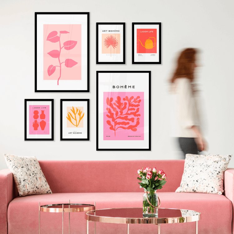 Fotowand artistiek roze - Set 6 stuks (Compleet)
