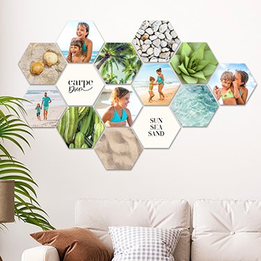 Hexagons met vakantiefoto