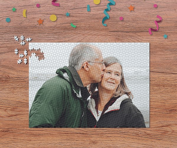 foto op puzzel met doos