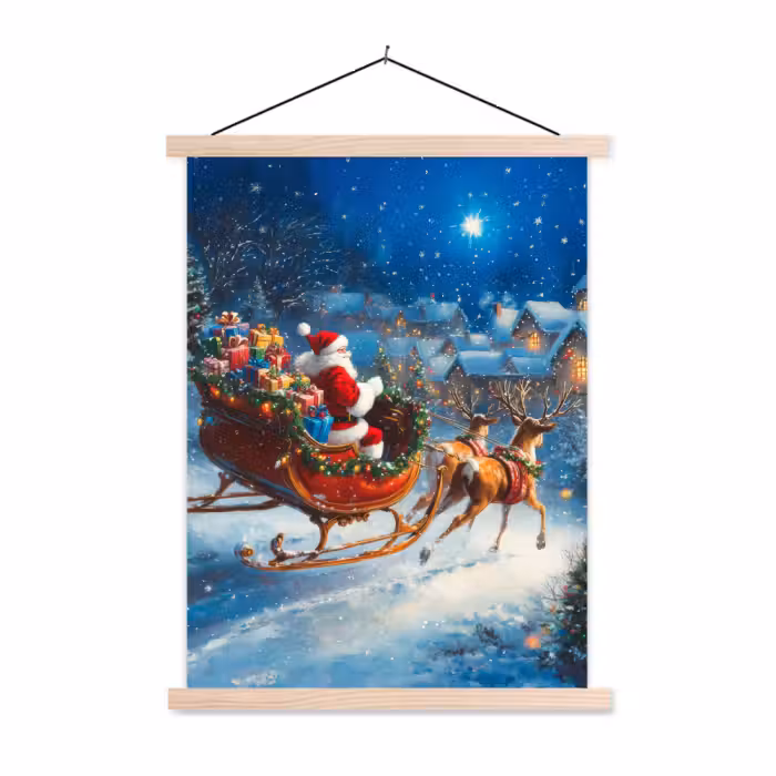Schoolplaat - Kerstman - Rendier - Kerst - Sneeuw